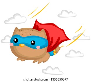 a vector of a cute owl wearing superhero costume