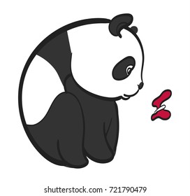 vector cute panda with butterfly cartoon art