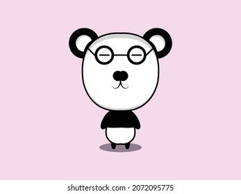 Vector cute panda cartoon icon illustration