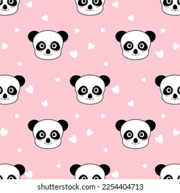 Vector cute panda cartoon seamless pattern animal with love