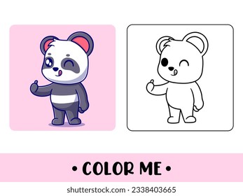Vector cute panda for childrens coloring page vector icon illustration