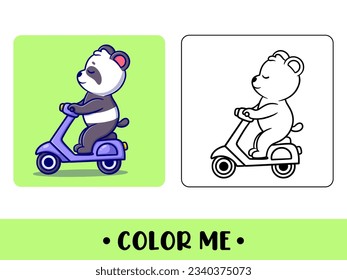 Vector cute panda for childrens coloring page vector icon illustration