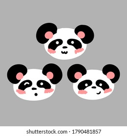 Vector cute panda face illustrations.