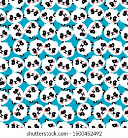 Vector Cute panda face. Seamless cartoon wallpaper