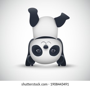 vector cute panda goes in for sports isolated on white background
