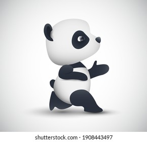 vector cute panda goes in for sports isolated on white background
