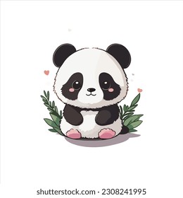 Vector cute panda icon illustration.