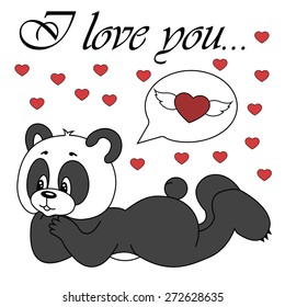 Vector cute panda isolated on white background.