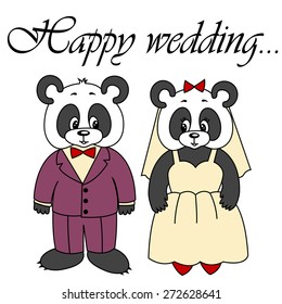 Vector cute panda isolated on white background.