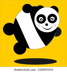vector cute cute panda jumping on yellow background