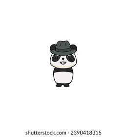 vector cute panda with a mafia style hat mascot