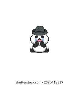 vector cute panda with a mafia style hat character