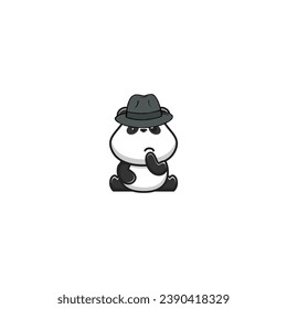 vector cute panda with a mafia style hat drawing