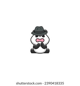 vector cute panda with a mafia style hat style