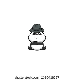 vector cute panda with a mafia style hat vector