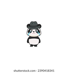 vector cute panda with a mafia style hat creative