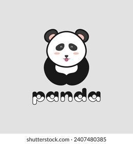 Vector Cute Panda Silhouette Logo Creative Design.