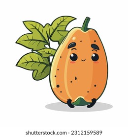 vector cute papaya cartoon style