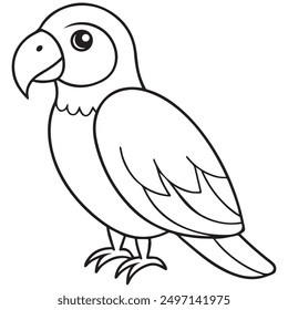 Vector cute parrot  illustration of on white background. Jobs and occupations concept. Cartoon characters. Education and school kids coloring page, printable, activity, worksheet, flashcard.