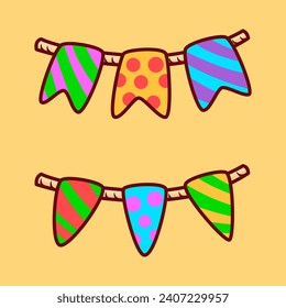 Vector cute Party Garlands illustration cartoon doodle flat colorful line art vector design isolated object icon