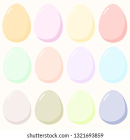 Vector - Cute pastel color of egg isolated on white background. Can be write word in to egg shell or decorate for web, banner, advertising or children draw something.Free space for any text. Easter.