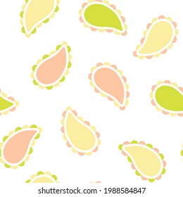 Vector Cute Pastel Colored Paisley Inspired Design seamless pattern background. Perfect for fabric, scrapbooking and wallpaper projects.