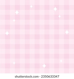 Vector cute pastel pink gingham checkers plaid aesthetic checkerboard pattern wallpaper illustration
