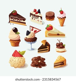 vector cute pastries cartoon style