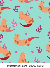 Vector Cute pattern with otters