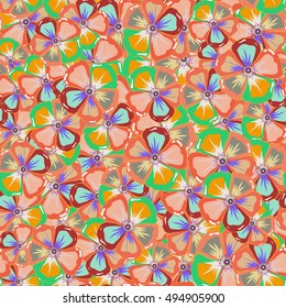 Vector cute pattern in small flower. Small colorful flowers. Motley illustration. Spring floral background. The elegant the template for fashion prints.