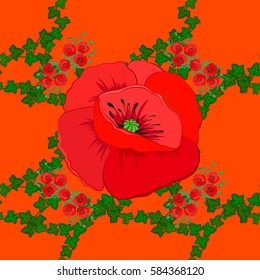 Vector cute pattern in small flower. The elegant the template for fashion prints. Spring floral background. Motley illustration. Small colorful flowers on a orange bbackground.