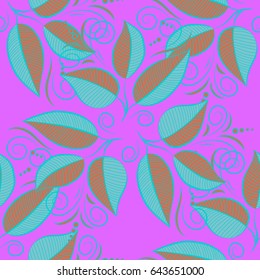 Vector cute pattern in small leaf. The elegant the template for fashion prints. Spring floral background with blue leaves. Motley illustration. Small colorful leaves.