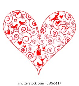 Vector Cute Patterned Heart
