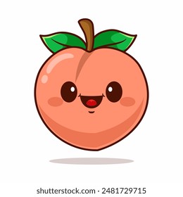 Vector cute peach cartoon character kawaii illustration