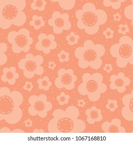 Vector Cute Peach Flowers Seamless Pattern