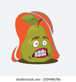 Vector de frutos de peras lindas. Graciosos personajes de frutas peras aislados, Cute y divertida ilustración vectorial de frutas. Frutas vectoriales editables