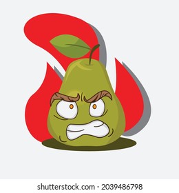 Vector of cute  pears fruits. Funny  pears fruits characters isolated, Cute and funny fruit vector illustration. Editable vector fruits