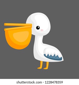 a vector of a cute pelican with a big peck