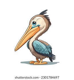 vector cute pelican cartoon style