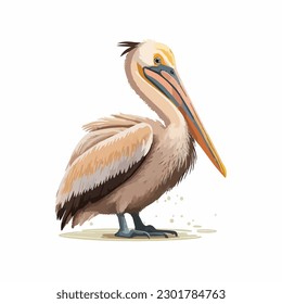 vector cute pelican cartoon style