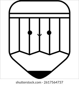 a vector of a cute pencil in black and white coloring