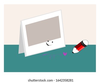 Vector cute pencil and calender on background. Space for adding text.