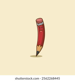 Vector cute pencil cartoon style. 