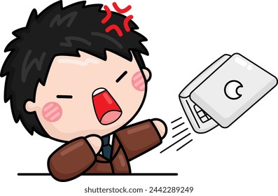 a vector of a cute people being stress in the office