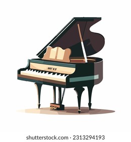 vector cute piano cartoon style