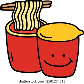 Vector with a cute picture of cup noodles