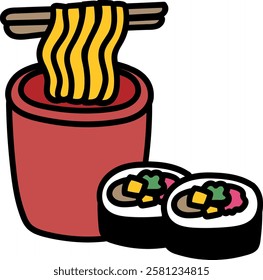 Vector with a cute picture of cup noodles
