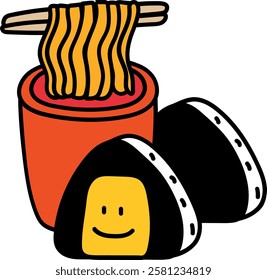 Vector with a cute picture of cup noodles