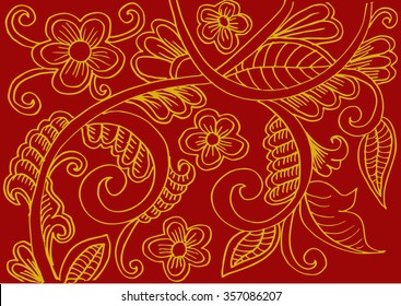 Vector cute picture with hand-drawn floral