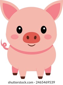 Vector cute pig cartoon character illustration isolated